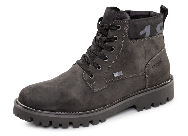 Laarsjes - Rieker, gevoerde herenlaarzen, winterschoenen, breedte H, met rits Laarsjes - Rieker, gevoerde herenlaarzen, winterschoenen, breedte H, met rits, in Größe 040 bis 046, in Farbe ANTRACIET