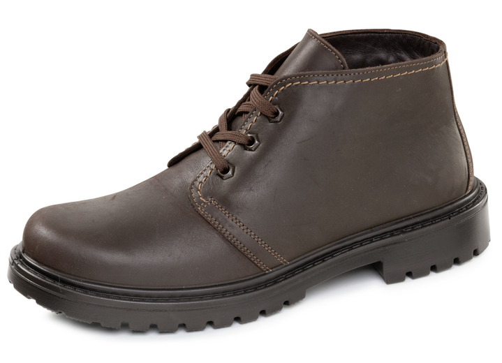 Laarsjes - GINO GALANTE, gevoerde herenlaarzen, winterschoenen, breedte H, met lamsvacht Laarsjes - GINO GALANTE, gevoerde herenlaarzen, winterschoenen, breedte H, met lamsvacht, in Größe 040 bis 047, in Farbe MOKKA