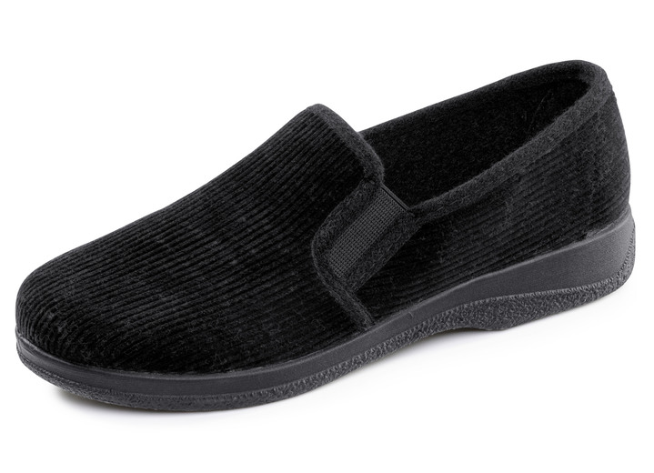 Huisschoenen - Klassieke herenpantoffels, met elastische band Huisschoenen - Klassieke herenpantoffels, met elastische band, in Größe 040 bis 046, in Farbe SCHWARZ