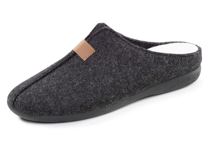Huisschoenen - Klassieke herenpantoffels, gemaakt van wolvilt Huisschoenen - Klassieke herenpantoffels, gemaakt van wolvilt, in Größe 040 bis 046, in Farbe ANTHRAZIT