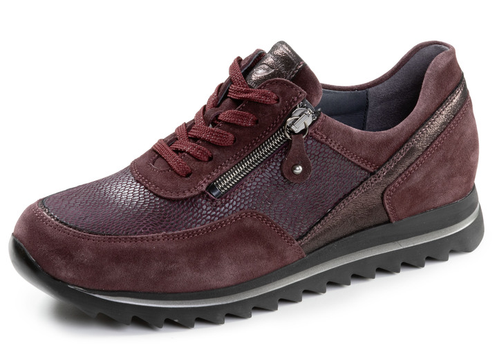 Breedte H - Waldläufer, comfortabele damessneakers, breedte H, met uitneembaar voetbed, in Größe 3 1/2 bis 8, in Farbe BORDEAUX Ansicht 1
