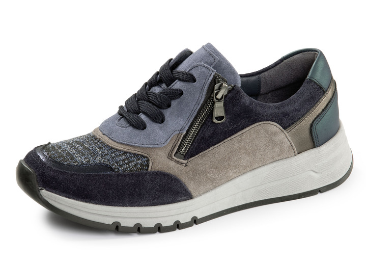 Breedte H - Waldläufer, comfortabele damessneakers, breedte H, met uitneembaar voetbed, in Größe 3 1/2 bis 8, in Farbe MARINE GRAFIET Ansicht 1