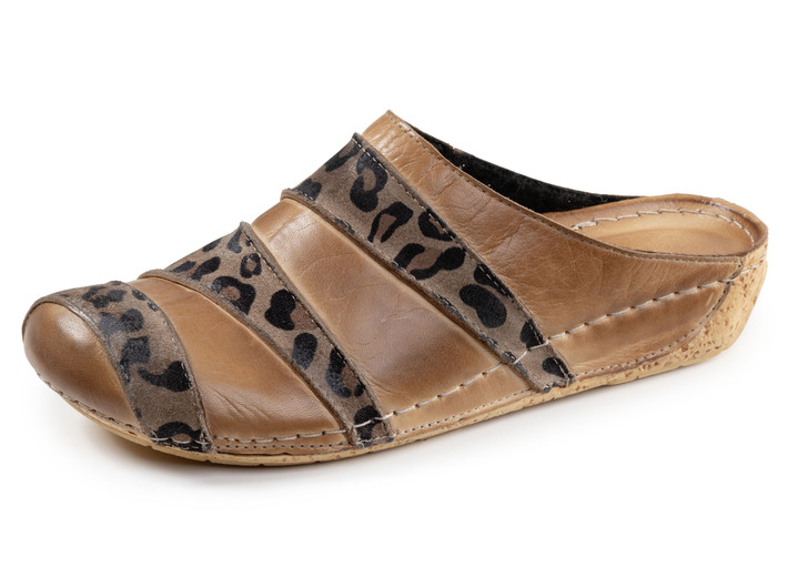 Sandalettes & slippers - Gemini, trendy damesklompen, breedte G, gemaakt van leer, in Größe 036 bis 042, in Farbe BRAUN Ansicht 1