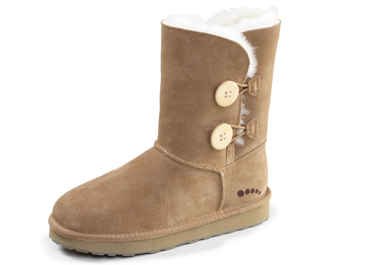 Laarzen & laarsjes - ELENA EDEN, gevoerde dameslaarzen, winterschoenen, met lamsvacht, in Größe 036 bis 042, in Farbe NATURBRAUN Ansicht 1