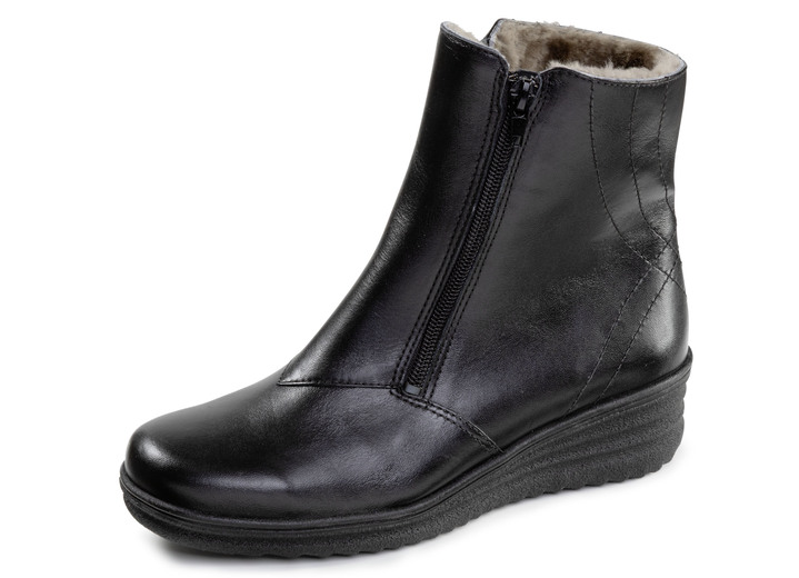 Laarzen & laarsjes - ELENA EDEN, gevoerde dames enkellaarsjes, winterschoenen, breedte H, met lamsvacht, in Größe 036 bis 042, in Farbe ZWART Ansicht 1