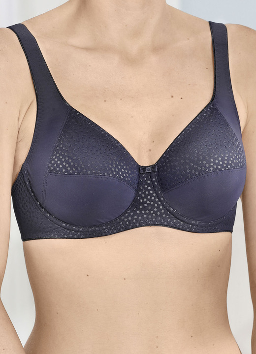 Beugel-BH - Beugelbeha met mooi jacquardmotief, in Größe 075 bis 105, in Cup B, in Farbe MARINE Ansicht 1
