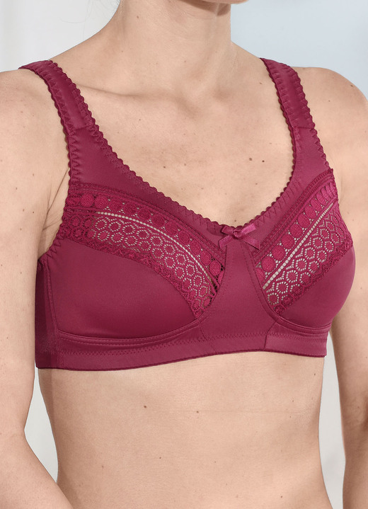 Soft-BH - Laurina-bh met elastische kant in de bovenste cups, in Größe 080 bis 105, in Cup B, in Farbe BORDEAUX Ansicht 1