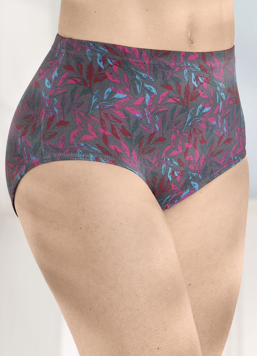 Slip - Laurina vierpack slips met kleurrijk printdesign, in Größe 038 bis 056, in Farbe ANTHRAZIT-AZALEE-BUNT Ansicht 1