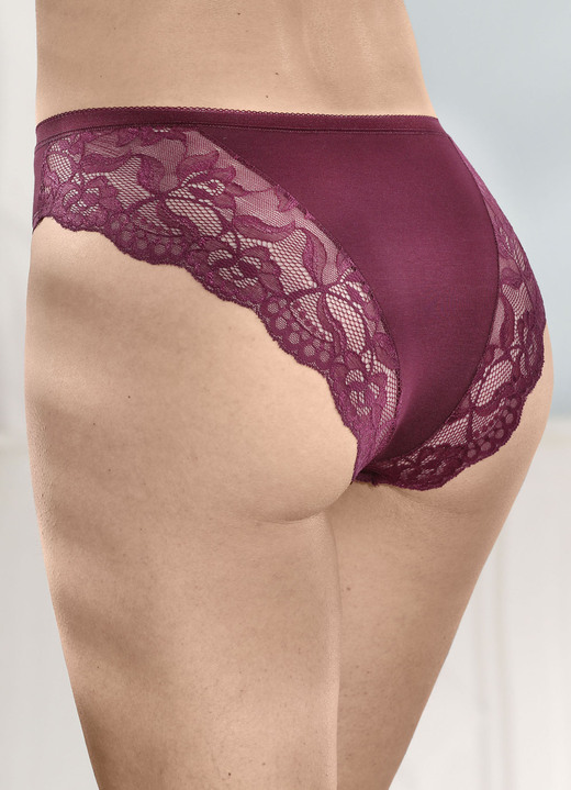 Slip - Laurina vierpack slips met elastische kanten bloemenprint, in Größe 036 bis 050, in Farbe 2X BURGUND, 2X SCHWARZ Ansicht 1