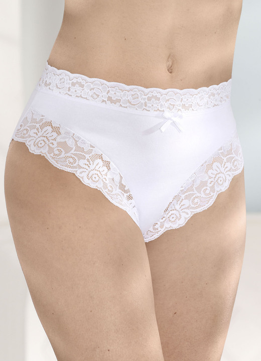 Slip - Verpakking van vier slips met elastische kant, in Größe 036 bis 050, in Farbe 2X WEISS, 2X SCHWARZ Ansicht 1
