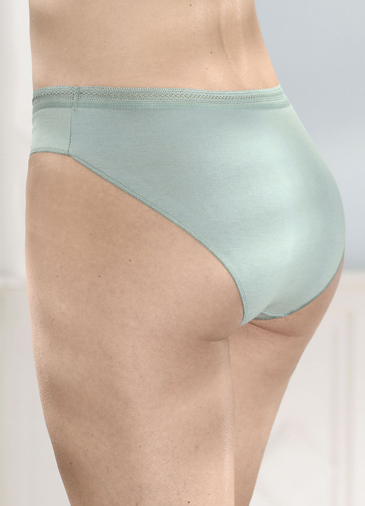 Slip - Verpakking van vier slips met decoratieve elastische tailleband, in Größe 036 bis 050, in Farbe 2X JADE, 2X WEISS Ansicht 1