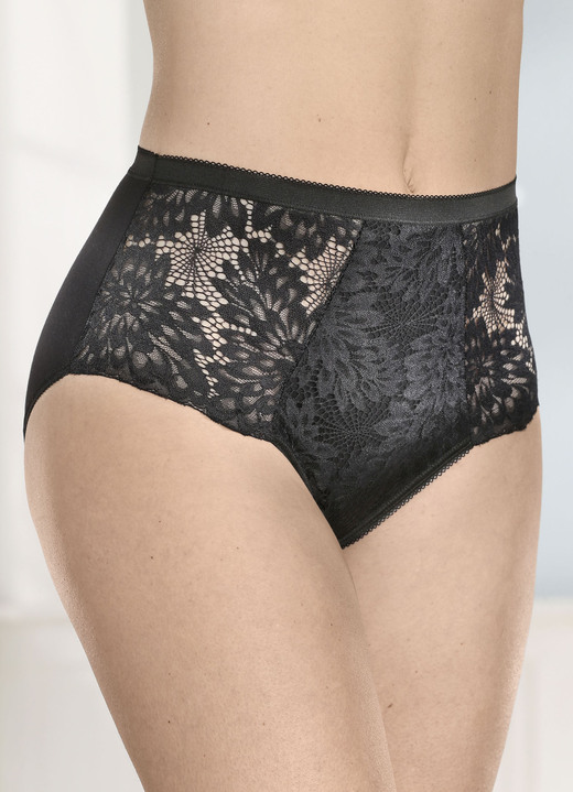 Slip - Laurina vierpack slips met elastische kant, in Größe 038 bis 050, in Farbe 2X ZWART, 2X WIT Ansicht 1
