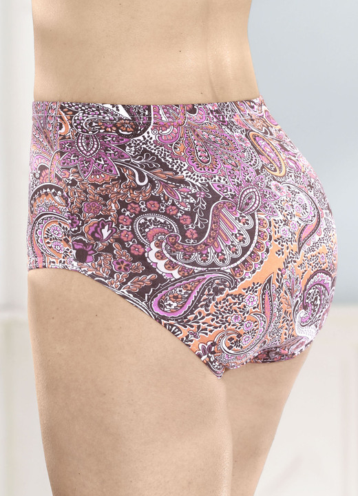 Slip - Verpakking van vijf slips met paisley-motief, in Größe 038 bis 056, in Farbe BRAUN-ORANGE-BUNT Ansicht 1