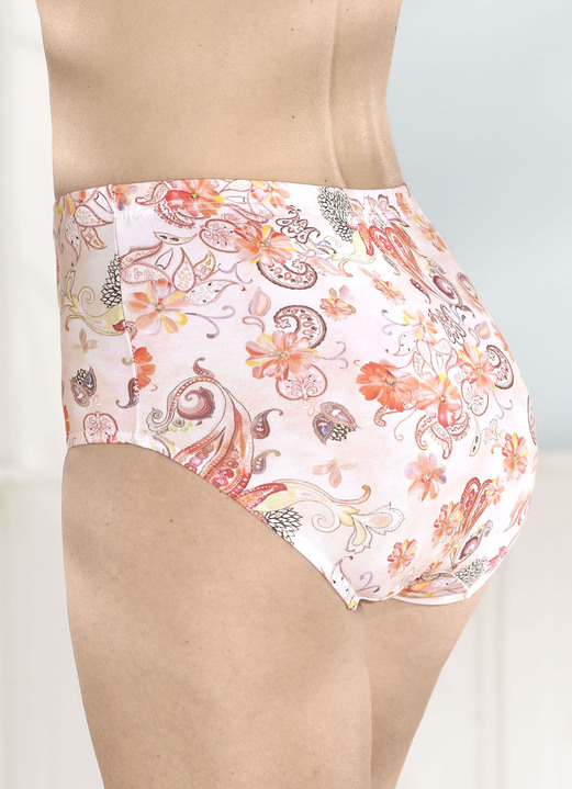 Slip - Laurina driepack slips met elastische tailleband, in Größe 040 bis 054, in Farbe 2X APRICOT-BUNT BEDRUCKT, 1X APRICOT Ansicht 1
