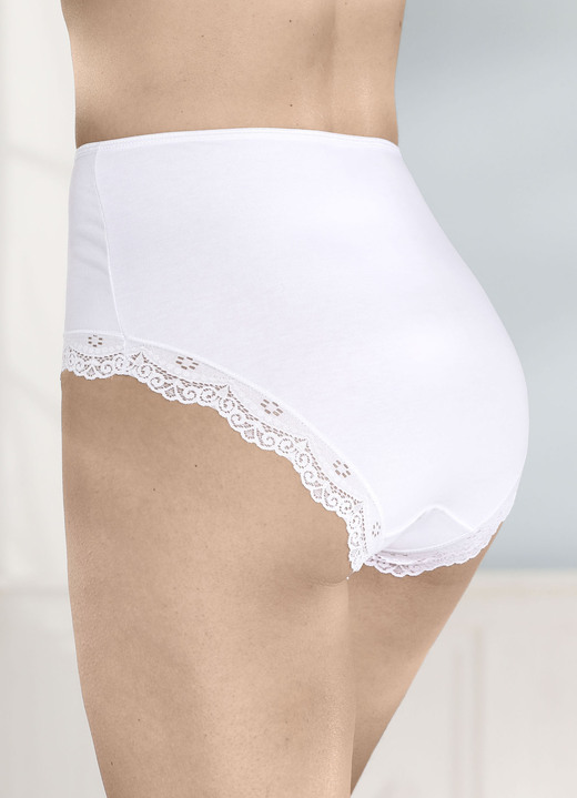 Slip - Verpakking van vier slips met elastische kant, in Größe 038 bis 054, in Farbe WEISS Ansicht 1