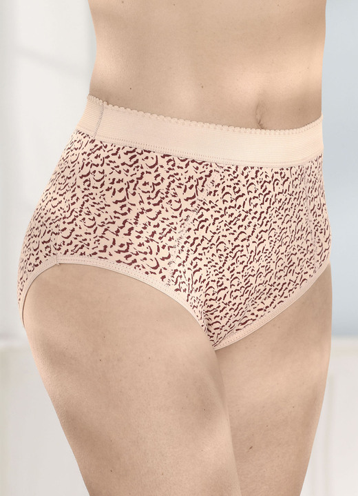 Slip - Zespack corrigerende slips met verstevigde buikzone, in Größe 038 bis 056, in Farbe 2X BEIGE-BORDEAUX BEDRUCKT, 2X BEIGE, 2X BORDEAUX Ansicht 1