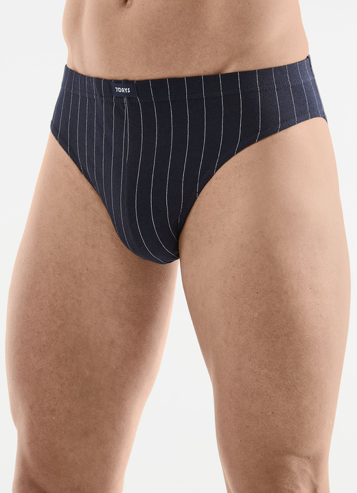 Onderbroeken - Verpakking van vier slips met strependesign, in Größe 3XL bis XXL, in Farbe 1X MARINE, 1X SCHWARZ, 1X ANTHRAZIT MELIERT, 1X GRAU MELIERT Ansicht 1