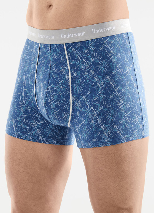 Onderbroeken - Driepack broeken met all-over print Onderbroeken - Driepack broeken met all-over print, in Größe 005 bis 011, in Farbe 3X BLAU-GRAU-TÜRKIS