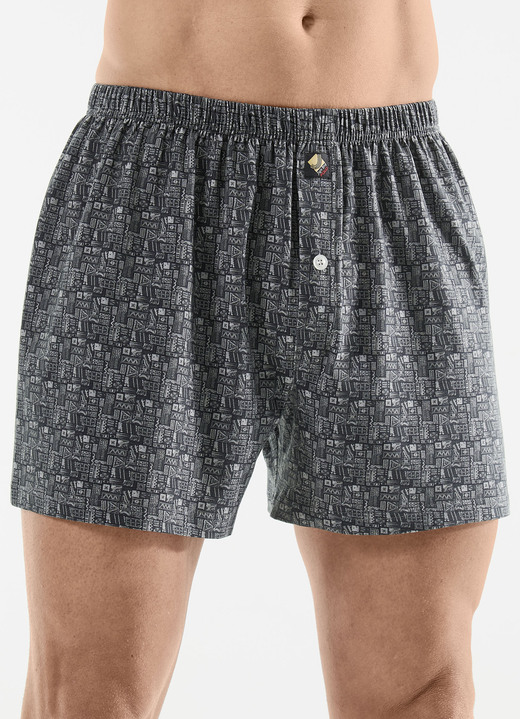Onderbroeken - Drie-pack boxershorts met all-over design Onderbroeken - Drie-pack boxershorts met all-over design, in Größe 005 bis 016, in Farbe 3X ANTHRAZIT-GRAU