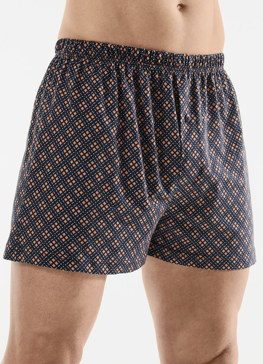 Onderbroeken - Vierpack boxershorts met knoopsluiting Onderbroeken - Vierpack boxershorts met knoopsluiting, in Größe 005 bis 016, in Farbe 2X NAVY-BUNT, 2X UNI NAVY