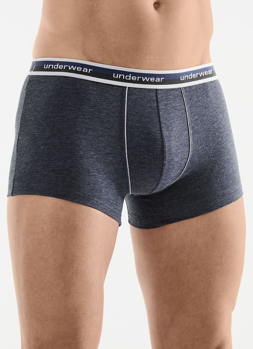 Onderbroeken - Vijfpak broeken met elastische tailleband Onderbroeken - Vijfpak broeken met elastische tailleband, in Größe 005 bis 011, in Farbe 3X JEANSBLAU MELIERT, 2X HELLGRAU MELIERT