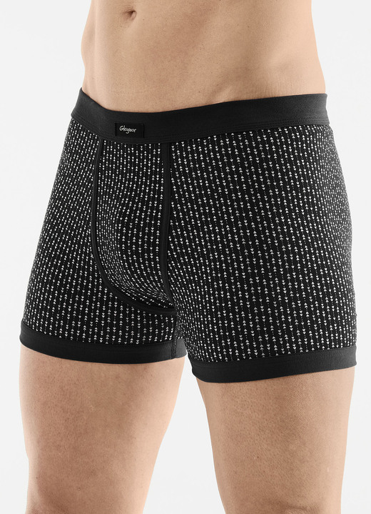 Onderbroeken - Vierpack onderbroeken met gulp van fijne jersey Onderbroeken - Vierpack onderbroeken met gulp van fijne jersey, in Größe 005 bis 011, in Farbe 2X SCHWARZ-BUNT, 2X UNI SCHWARZ