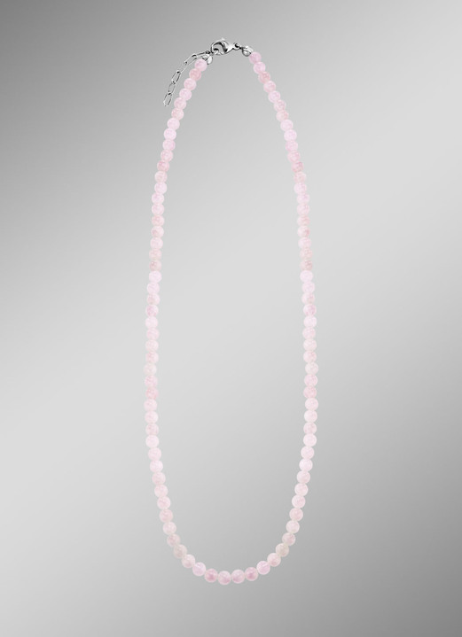 Halskettingen - Ketting met echte rozenkwarts, in Farbe  Ansicht 1