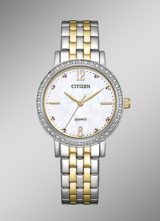 Kwartshorloges - Citizen quartz dameshorloge met parelmoer inleg, in Farbe  Ansicht 1
