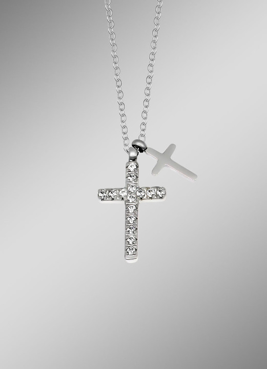 Halskettingen - Expressieve ketting met synthetische zirkonia, in Farbe  Ansicht 1