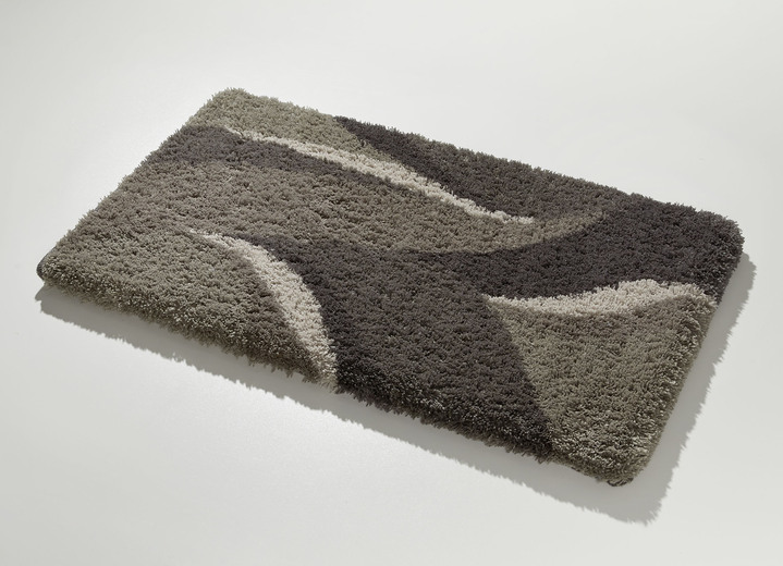 Badmatten - Badkamerset met antislip-gecoate achterkant, in Größe 100 (Matje, halfrond 50/80 cm) bis 112 (Toiletdekselafdekking 47/50 cm), in Farbe GRAU