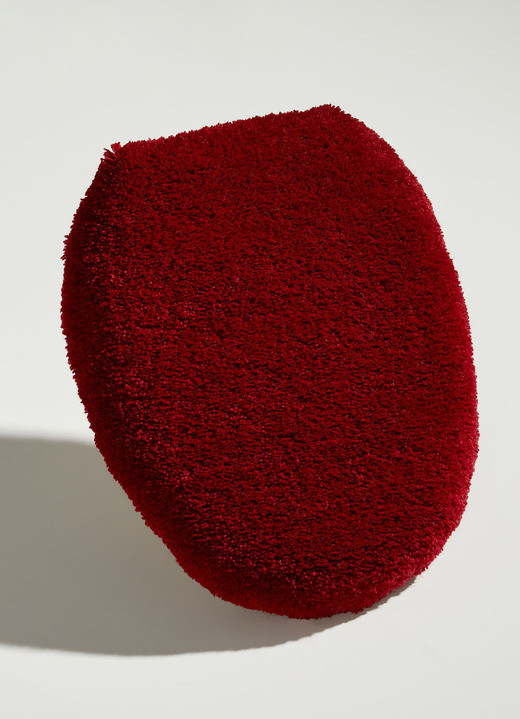 Badmatten - Halfrond tapijt, in Größe 100 (Matje, halfrond 50/80 cm) bis 112 (Toiletdekselafdekking 47/50 cm), in Farbe ROT-SCHWARZ Ansicht 1
