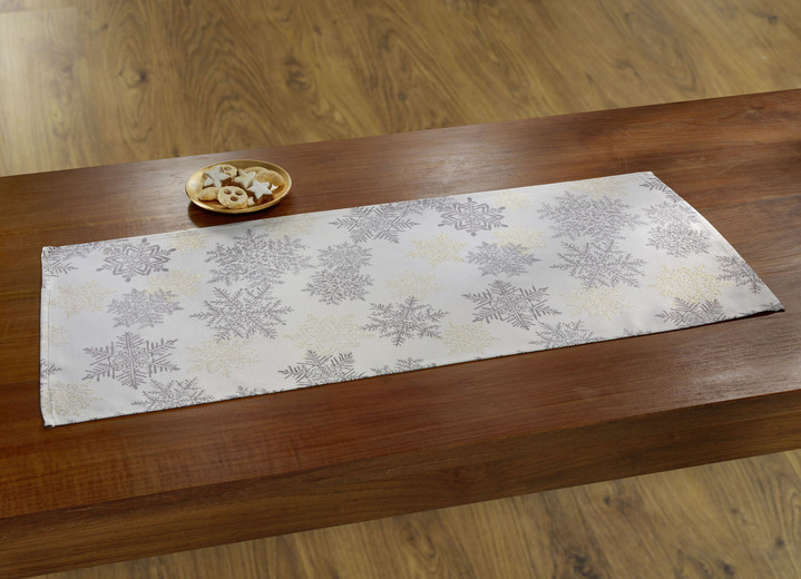 Tafellakens - Tafel- en kamerdecoratie met glittergaren, in Größe 100 (2 placemats, 30/45 cm) bis 404 (Kussensloop, 40/40 cm), in Farbe GOLD-SILBER Ansicht 1