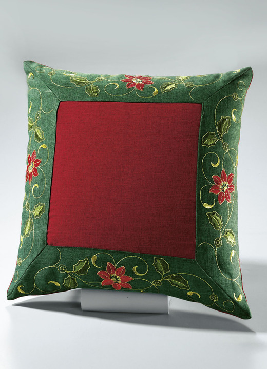 Woonaccessoires - Traditionele tafel- en kamerdecoratie met Ilex-takmotieven, in Größe 100 (placemat 2-delig, 35/50 cm) bis 404 (kussensloop, 40/40 cm), in Farbe ROOD/GROEN/GOUD Ansicht 1