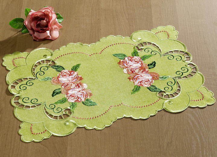 Woonaccessoires - Uitgebreid bewerkte accessoires, in Größe 101 (Kleedje, 35 x 50 cm) bis 404 (Kussensloop, 40 x 40 cm), in Farbe GROEN Ansicht 1