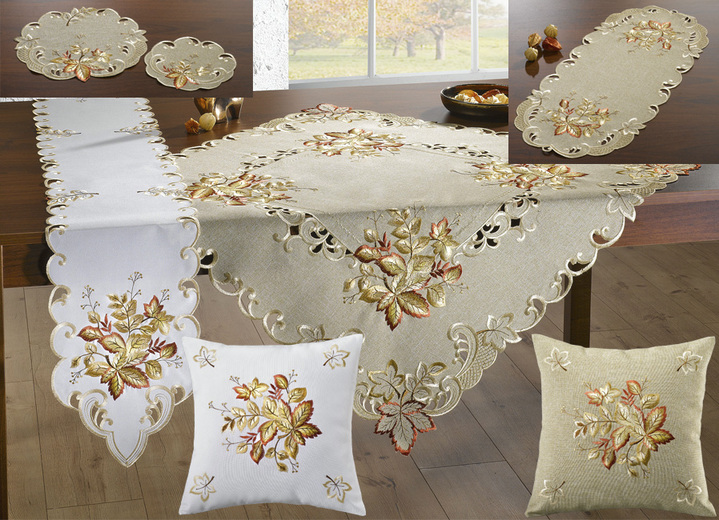 Woonaccessoires - Fijn vormgegeven tafel- en kamerdecoratie, in Größe 101 (loper, ovaal, 30 x 70 cm) bis 404 (Kussensloop, 40 x 40 cm), in Farbe GROEN
