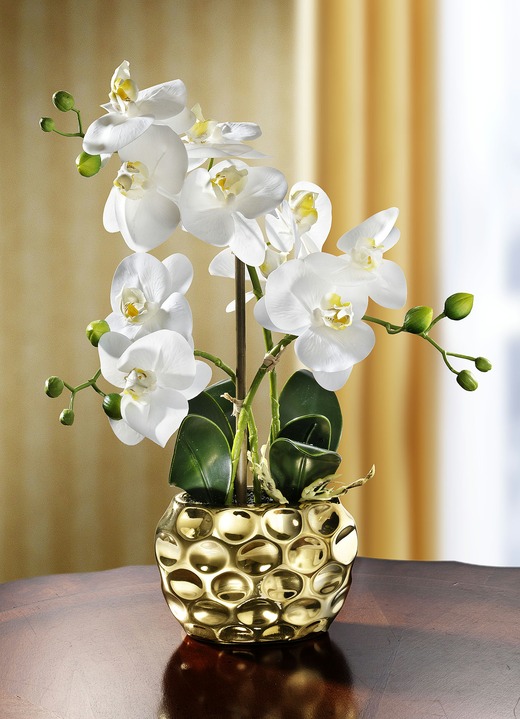 Woonaccessoires - Orchidee in pot, in Farbe GOUD
