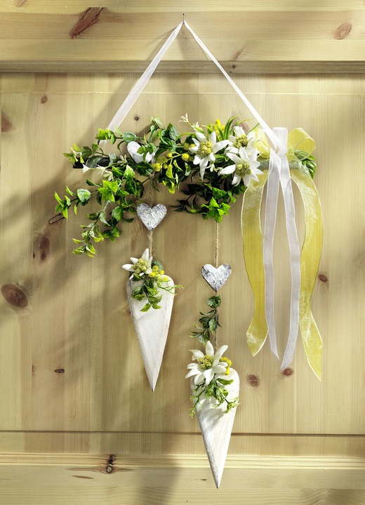 Woonaccessoires - Deurhanger met edelweissbloemen, in Farbe GROEN