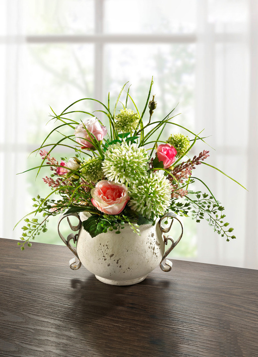 Woonaccessoires - Allium-bloemstuk in pot, in Farbe CRÈME-ROZE