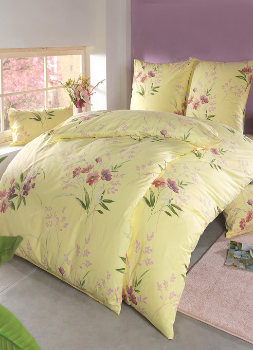 Beddengoed - Beddengoedset in zachte renforcé kwaliteit van Florella, in Größe 111 (40 x 80 cm + 135 x 200 cm) bis 115 (80 x 80 cm + 155 x 220 cm), in Farbe GEEL Ansicht 1