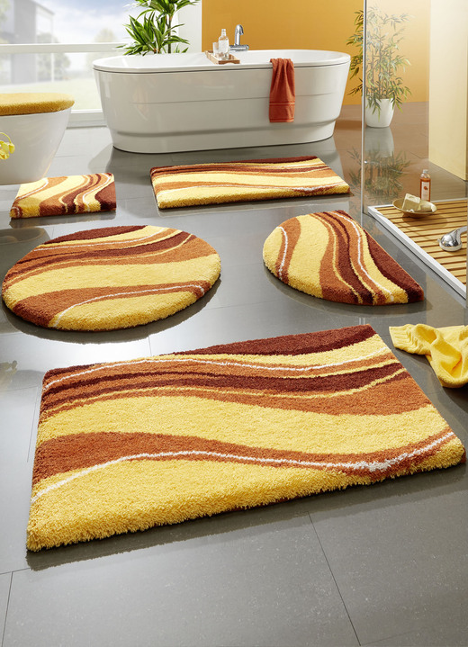 Badmatten - Badkamerset van Grund met antislip latex achterkant, in Größe 100 (matje, halfrond 50 x 80 cm) bis 112 (toiletdekselafdekking, 47 x 50 cm), in Farbe TERRA Ansicht 1