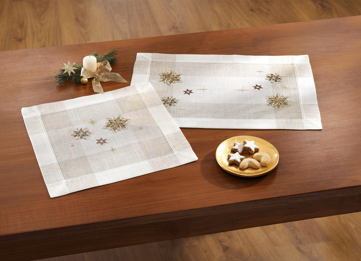 Tafellakens - Feestelijke tafel- en kamerdecoratie, in Größe 101 (kleedje, 50 x 35 cm) bis 404 (kussensloop, 40 x 40 cm), in Farbe SEKT Ansicht 1