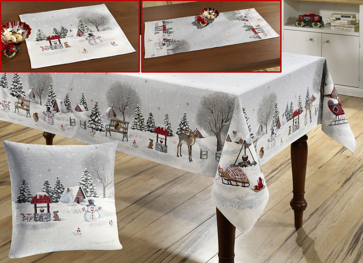 Tafellakens - Tafel- en kamerdecoratie van gobelin, in Größe 100 (2x placemat, 33 x 45 cm) bis 404 (Kussensloop, 45 x 45 cm), in Farbe MULTICOLOR Ansicht 1