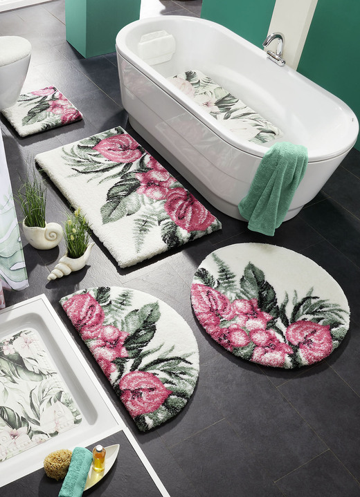 Badmatten - Badkamerset met antislip-onderkant, van Grund, in Größe 100 (matje, halfrond 50 x 80 cm) bis 112 (toiletdekselafdekking, 47 x 50 cm), in Farbe MULTICOLOR Ansicht 1