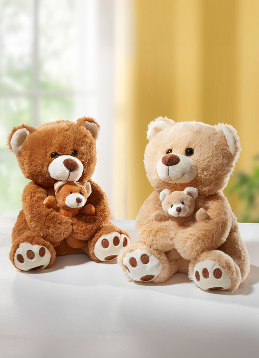 Woonaccessoires - Pluche teddybeer, set van 2, in Farbe BRUIN-CRÈME