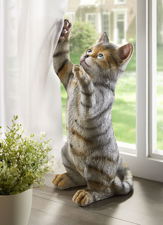 Woonaccessoires - Decoratieve figuur kat, in Farbe GRIJS-WIT