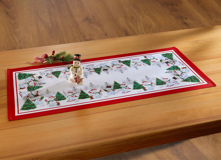 Tafellakens - Tafelkleed met sneeuwpopprintmotieven, in Größe 102 (Loper, 40 x 90 cm) bis 190 (Tafellaken 110 x 110 cm), in Farbe MULTICOLOR Ansicht 1