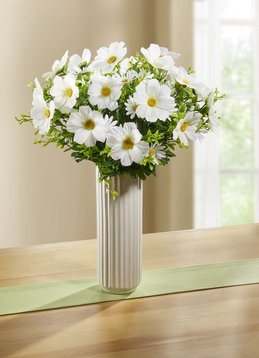 Woonaccessoires - Cosmea-struik in keramische vaas, in Farbe WEISS