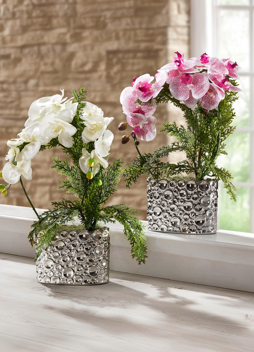 Woonaccessoires - Orchidee in keramische pot, in Farbe WEISS