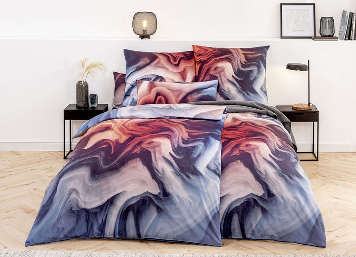 Beddengoed - Mako satijnen beddengoedset van Estella, in Größe 112 (80 x 80 cm + 135 x 200 cm) bis 121 (Kissenbezug, 40x80 cm), in Farbe ROT Ansicht 1