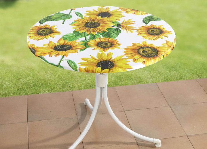 Tafellakens - Gespannen tafelkleed met zonnebloemmotief, in Größe 150 (ø 70–86 cm) bis 190 (diameter 85-105 cm), in Farbe MEERKLEURIG Ansicht 1